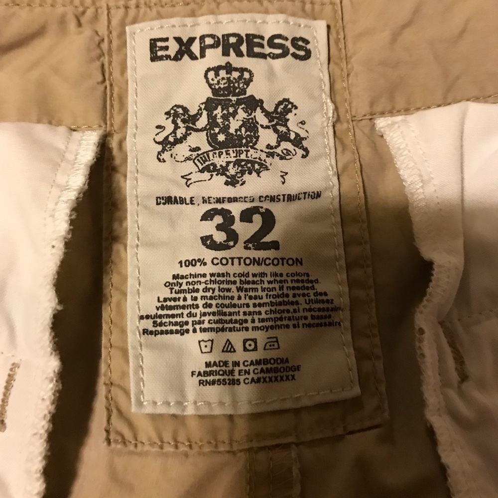 Express tan cargo shorts